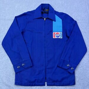 VTG Unitog Pepsi Jacket Men's 36 Blue Full Zip Workwear USA Made Talon 70's READ